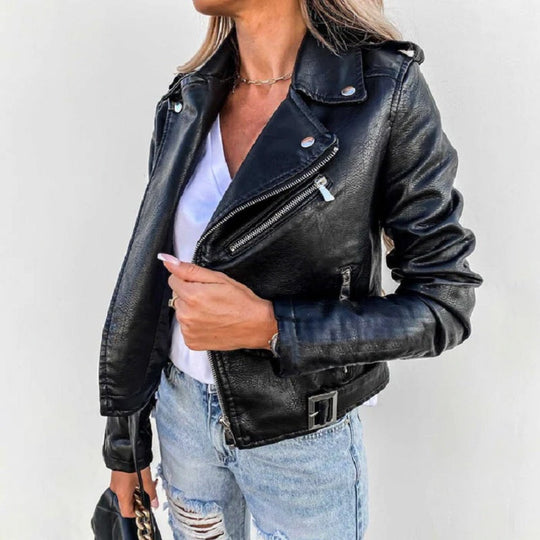 Bikerjacke Damen Mit Reverskragen | Mit Reißverschluss und Taschen
