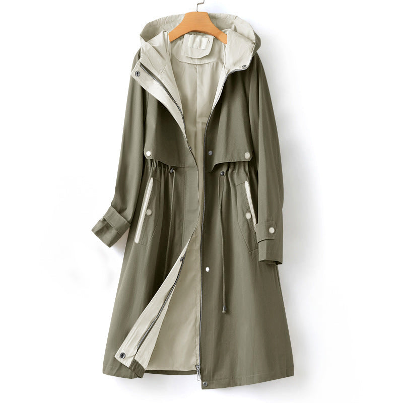 Trenchcoat Damen Outdoor | Mit Kapuze Tailliert