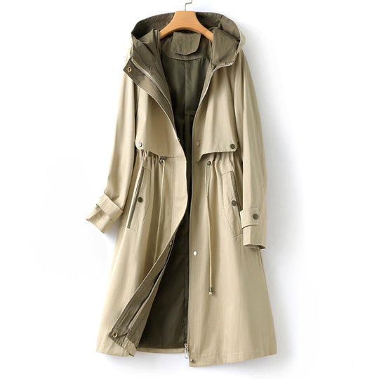 Trenchcoat Damen Outdoor | Mit Kapuze Tailliert