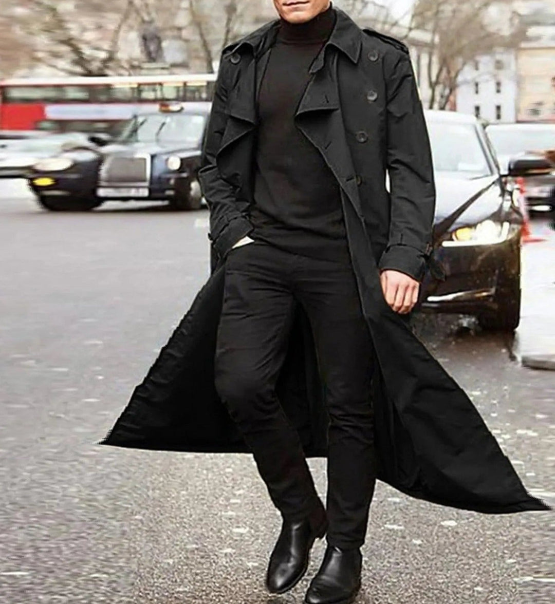 Langer Trenchcoat mit Knöpfen für Männer
