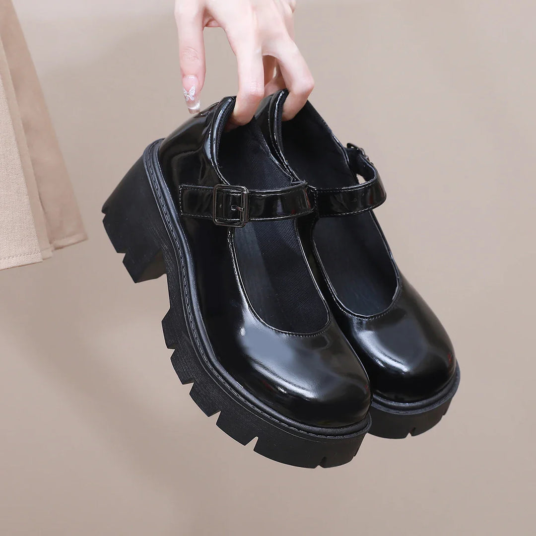 Damen Dirndl Schuhe | Riemenverschluss Mit Blockabsatz