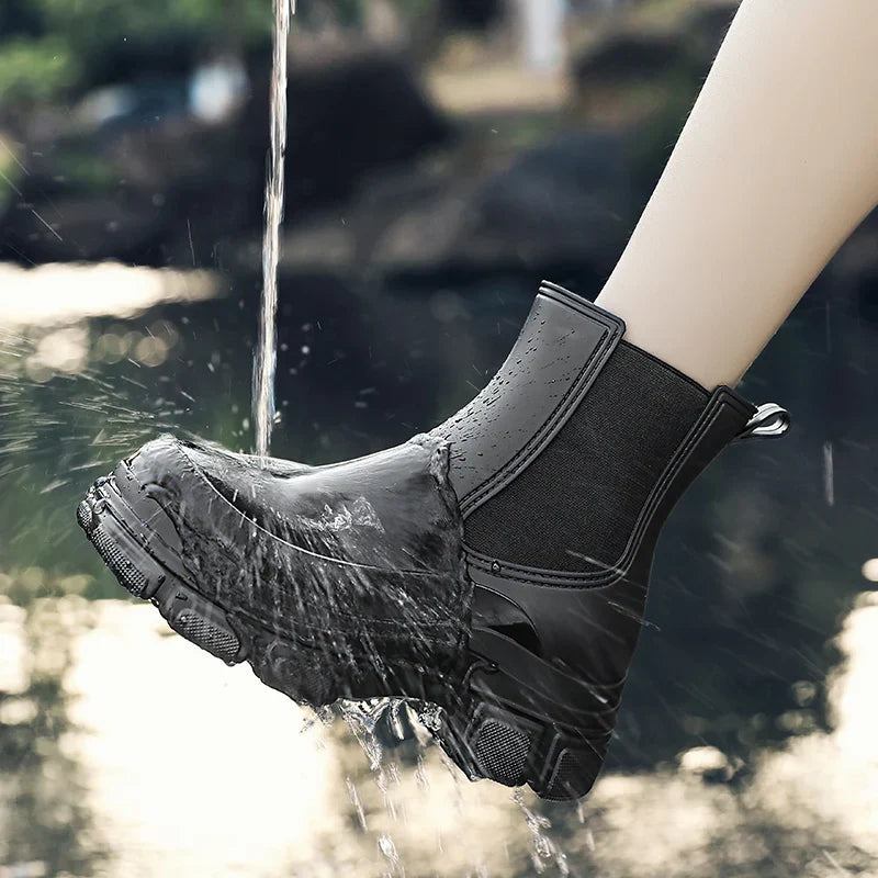 Gummistiefel Damen | Slip-On Knöchelschnitt Mit Grober Sohle