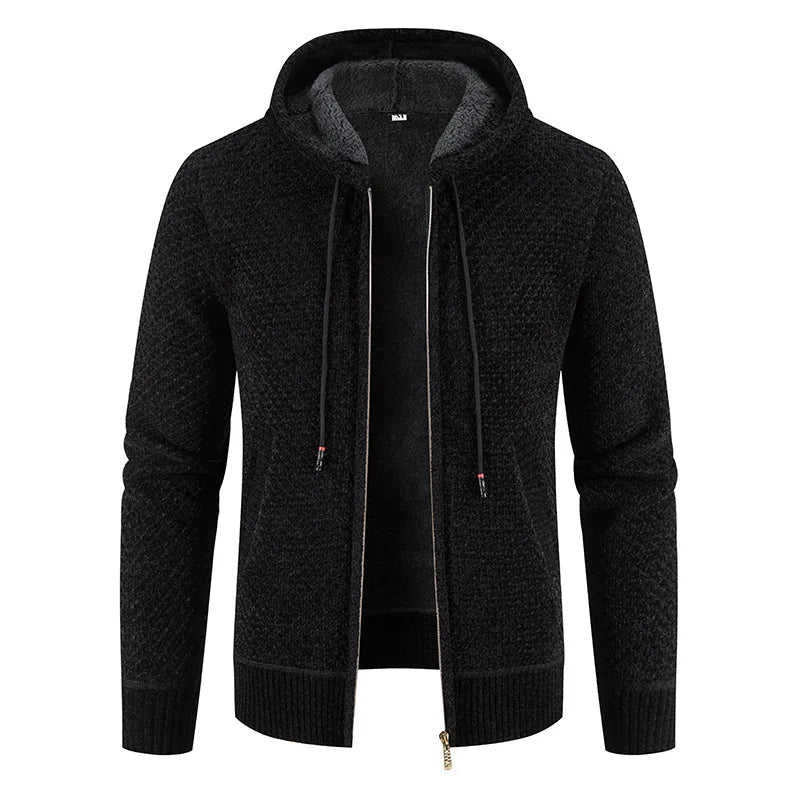Strickjacke Für Herren Mit Fleecefutter | Kapuzenjacke Für Winter