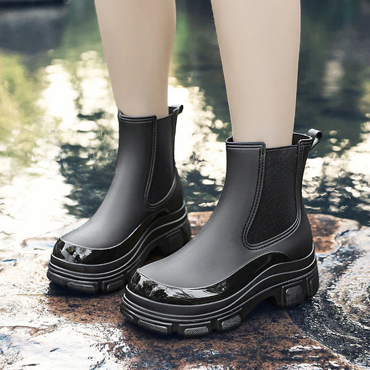 Gummistiefel Damen | Slip-On Knöchelschnitt Mit Grober Sohle
