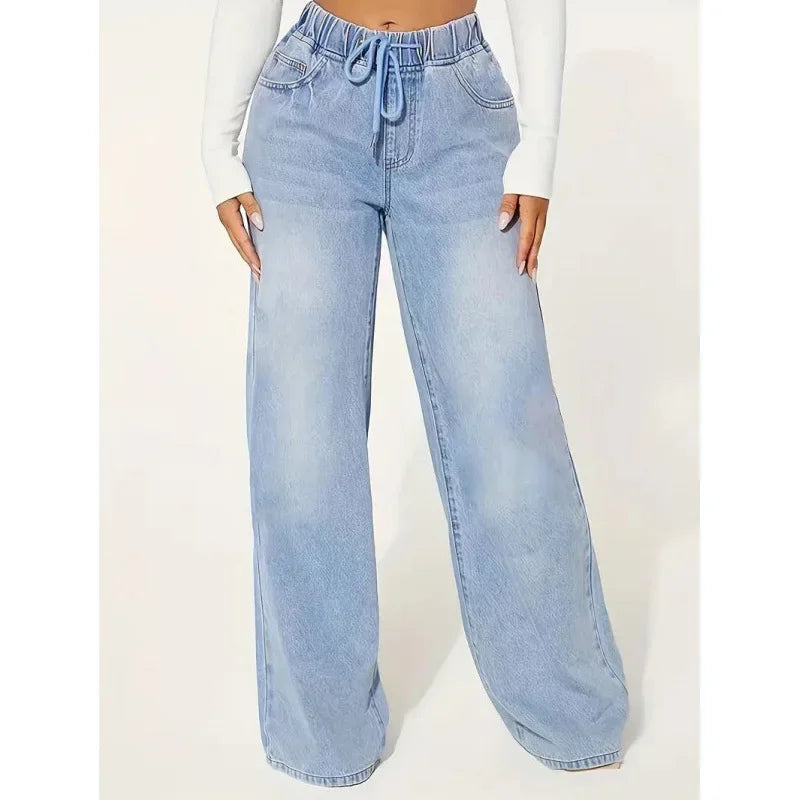 Baggy Jeans Damen | High Waist Jeans Mit Weitem Bein
