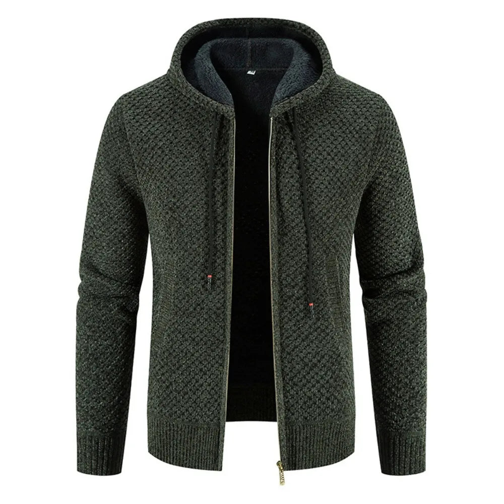 Strickjacke Für Herren Mit Fleecefutter | Kapuzenjacke Für Winter
