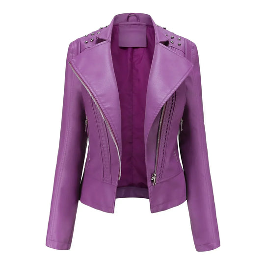 Damen Bikerjacke Kurz Geschnitten | Asymmetrischer Reißverschluss