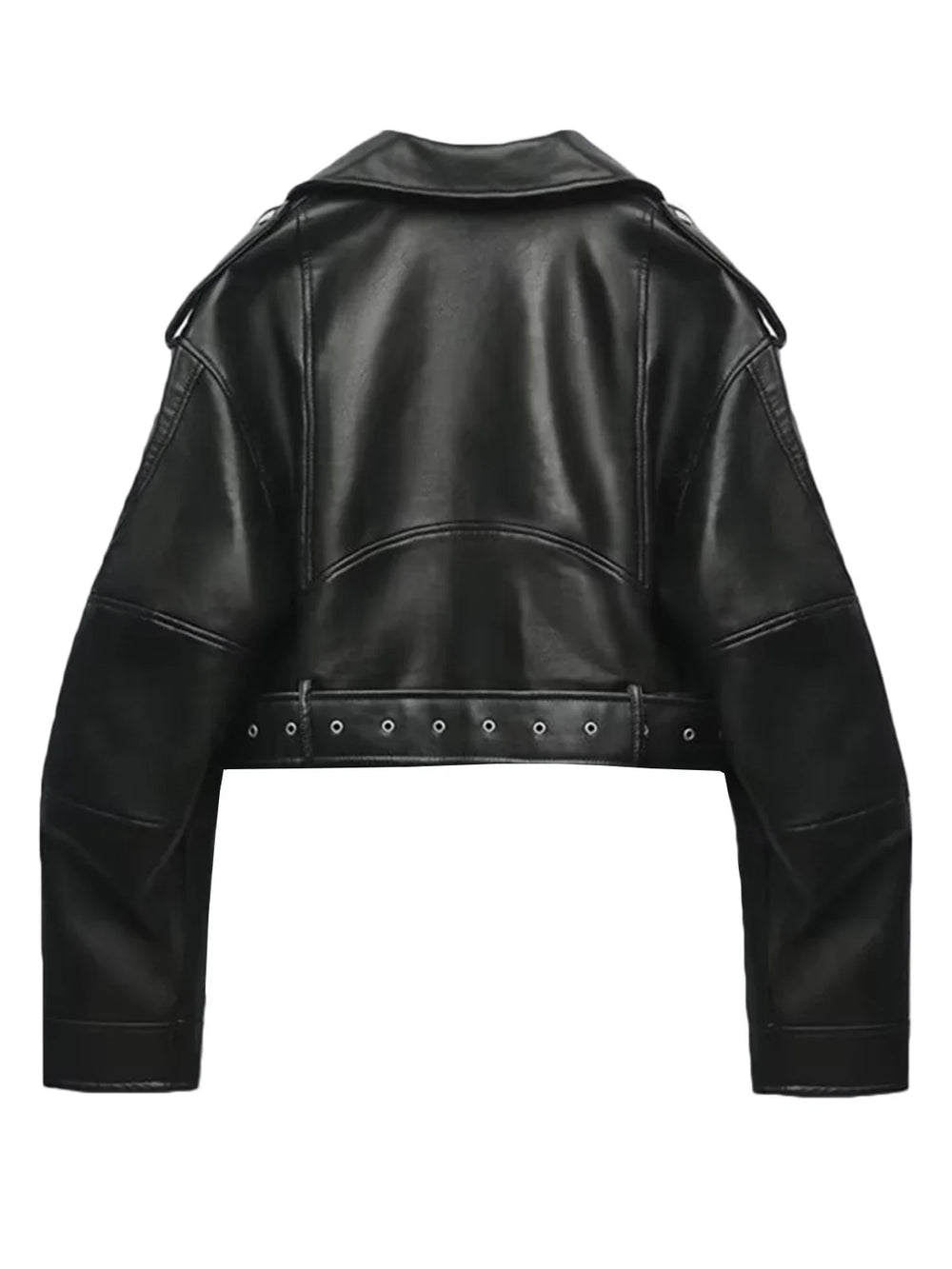 Bikerjacke Damen Kurz | Kurz geschnitten mit Reißverschluss und Gürtel