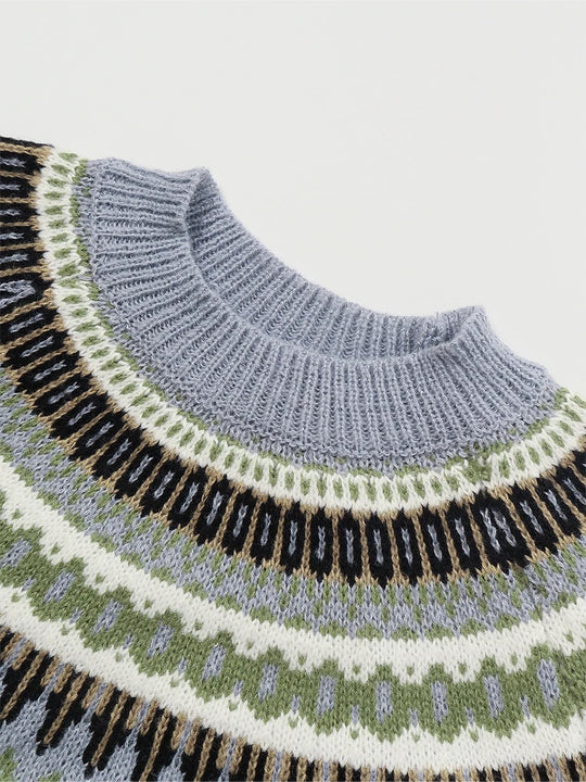 Norweger Grobstrickpullover Damen | Langarm Mit Rundhals Und Muster