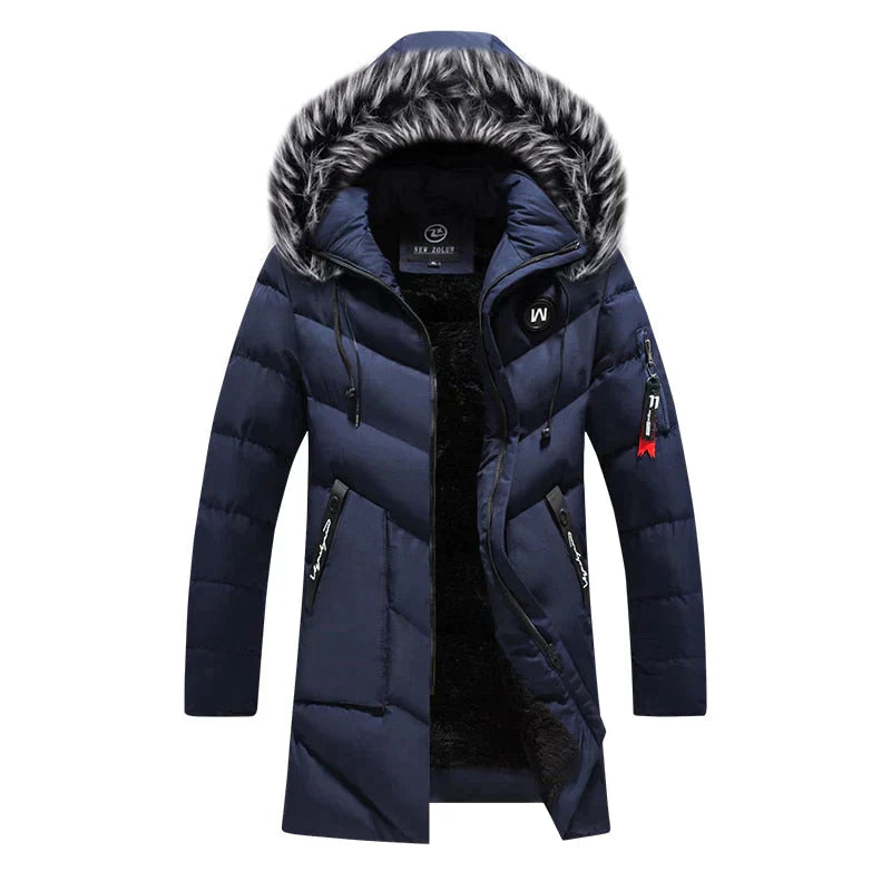 Herren Winter Parka | Steppjacke mit Reißverschlusstaschen Kapuze