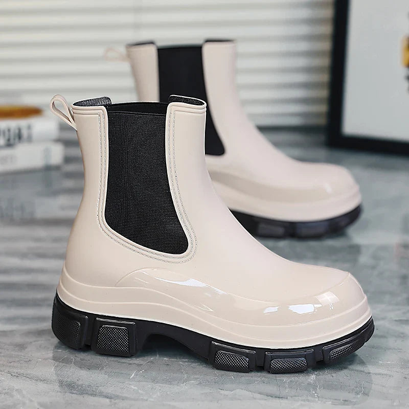 Gummistiefel Damen | Slip-On Knöchelschnitt Mit Grober Sohle