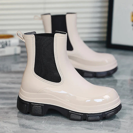 Gummistiefel Damen | Slip-On Knöchelschnitt Mit Grober Sohle