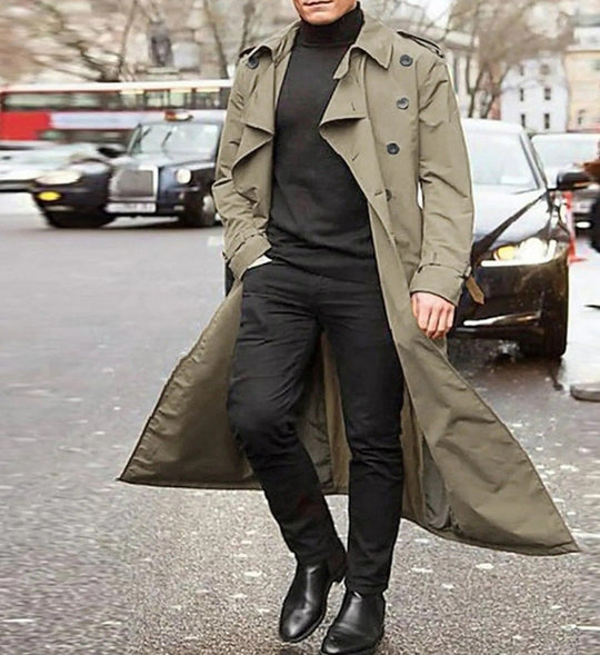 Langer Trenchcoat mit Knöpfen für Männer