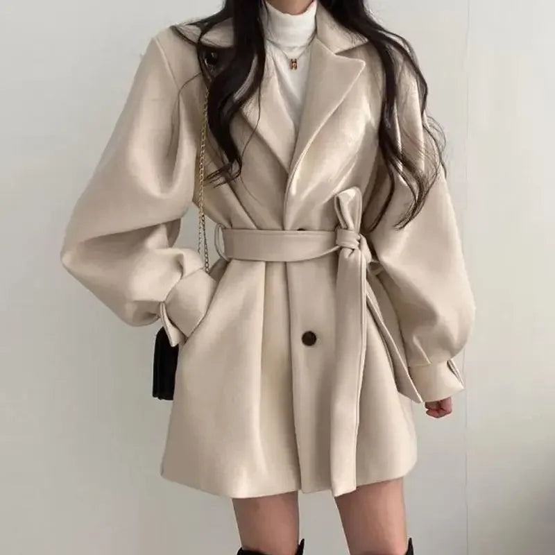Trenchcoat Damen Elegant | Kurz Oversized Mit Gürtel