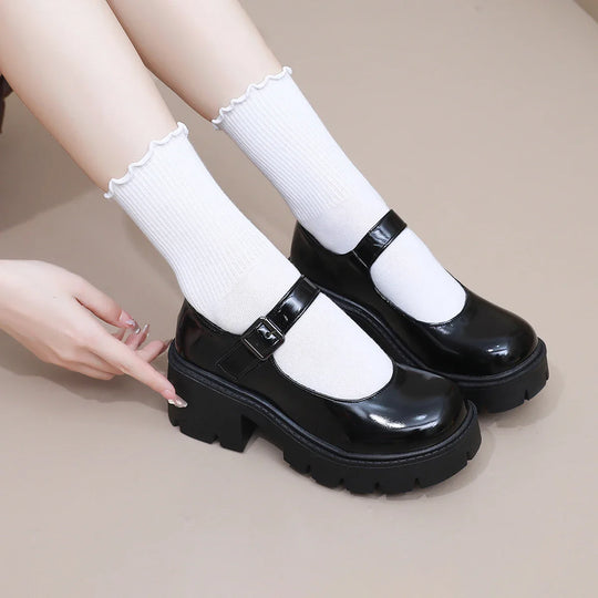 Damen Dirndl Schuhe | Riemenverschluss Mit Blockabsatz