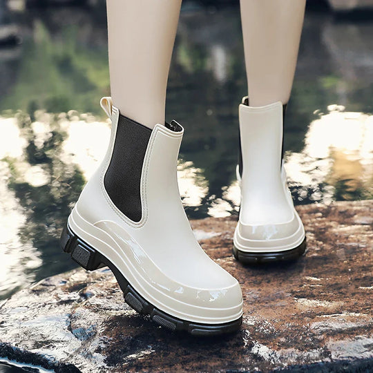 Gummistiefel Damen | Slip-On Knöchelschnitt Mit Grober Sohle