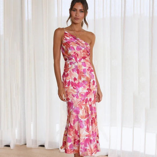 Asymmetrisches Blumenmuster Sommerkleid für Damen