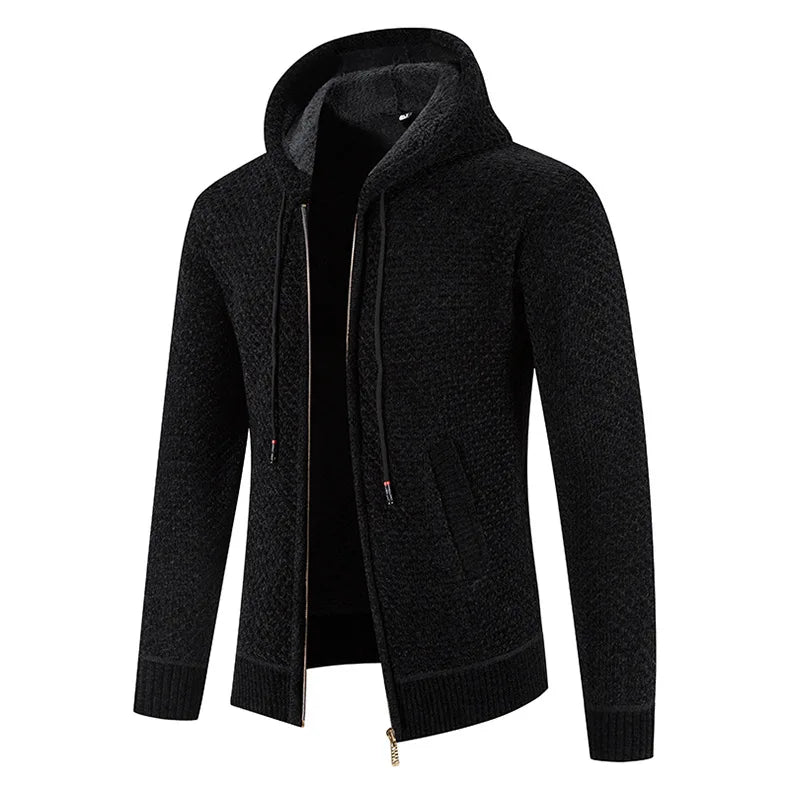 Strickjacke Für Herren Mit Fleecefutter | Kapuzenjacke Für Winter