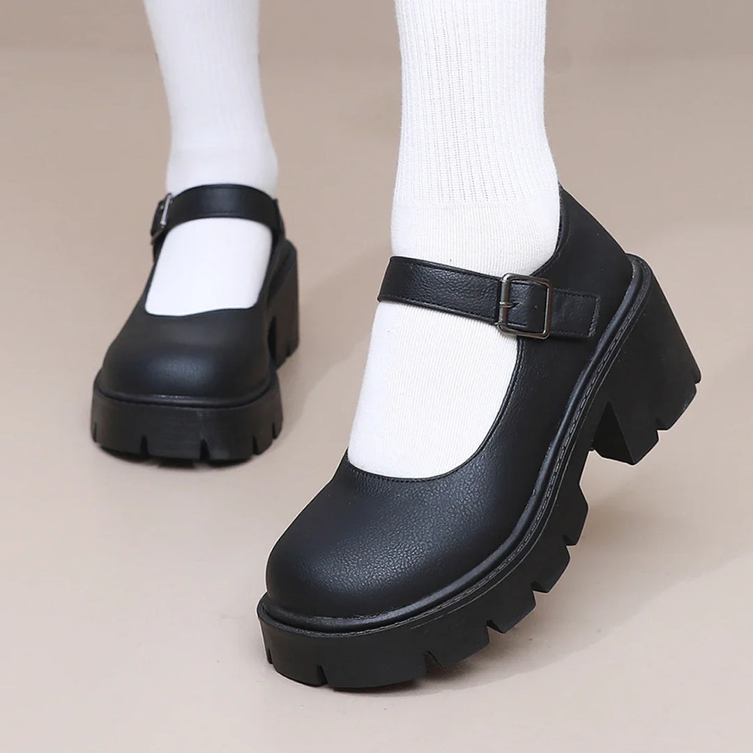 Damen Dirndl Schuhe | Riemenverschluss Mit Blockabsatz