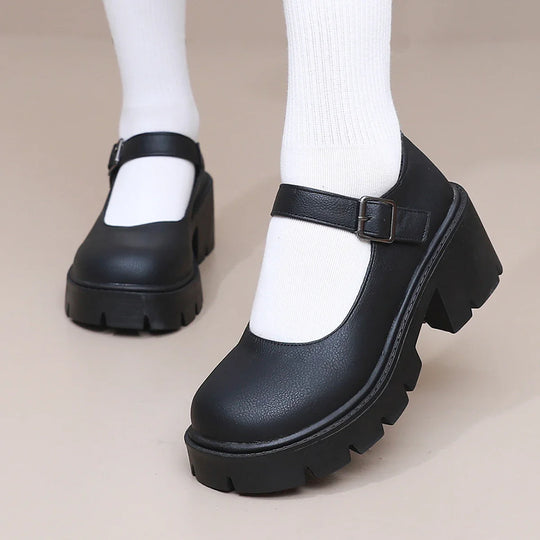Damen Dirndl Schuhe | Riemenverschluss Mit Blockabsatz