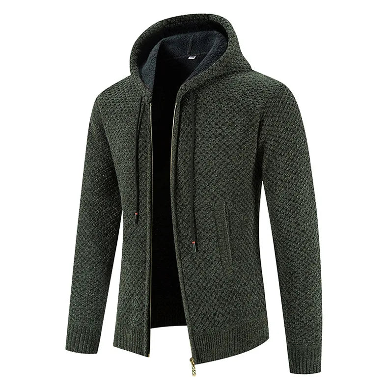 Strickjacke Für Herren Mit Fleecefutter | Kapuzenjacke Für Winter