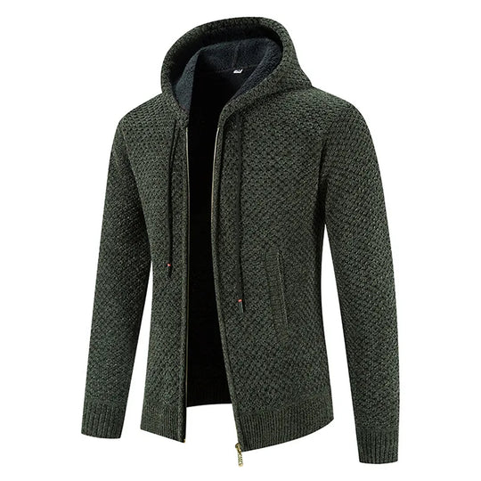 Strickjacke Für Herren Mit Fleecefutter | Kapuzenjacke Für Winter
