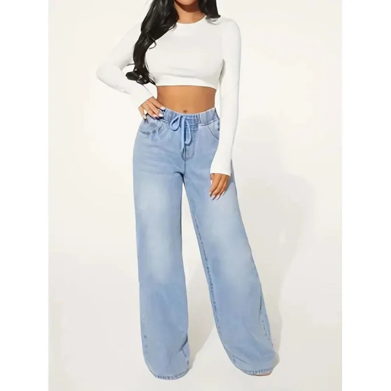 Baggy Jeans Damen | High Waist Jeans Mit Weitem Bein