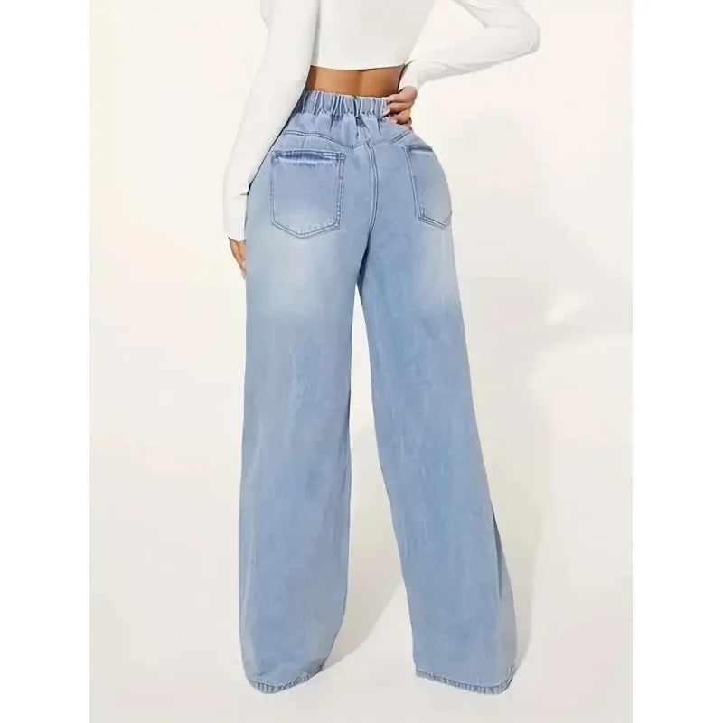Baggy Jeans Damen | High Waist Jeans Mit Weitem Bein