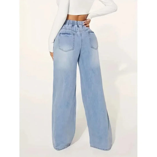 Baggy Jeans Damen | High Waist Jeans Mit Weitem Bein