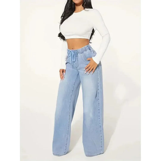 Baggy Jeans Damen | High Waist Jeans Mit Weitem Bein