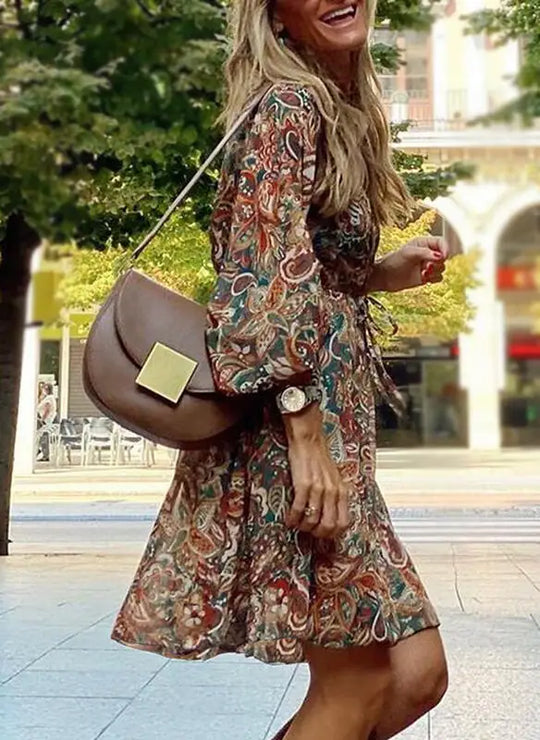 Florales V-Ausschnitt Sommer Wickelkleid für Damen