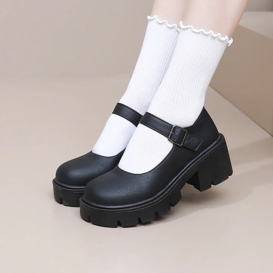 Damen Dirndl Schuhe | Riemenverschluss Mit Blockabsatz