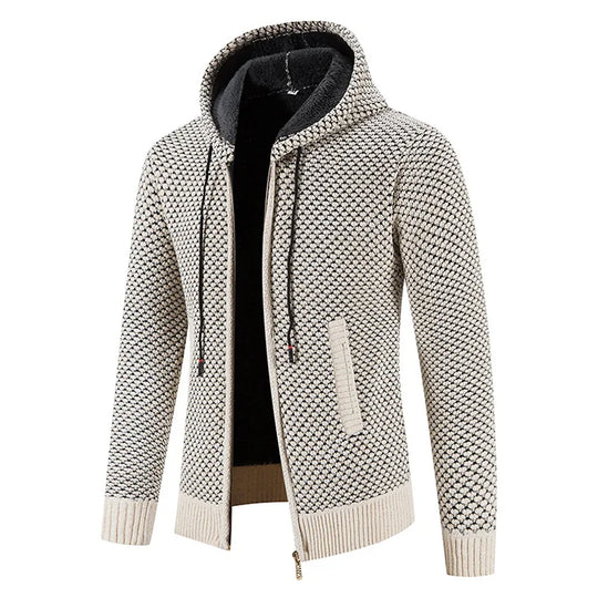 Strickjacke Für Herren Mit Fleecefutter | Kapuzenjacke Für Winter