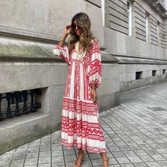 Locker Bedrucktes Maxikleid für Damen