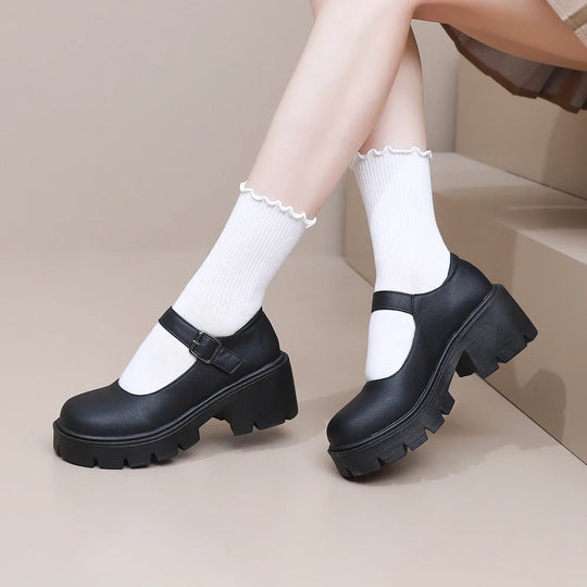 Damen Dirndl Schuhe | Riemenverschluss Mit Blockabsatz