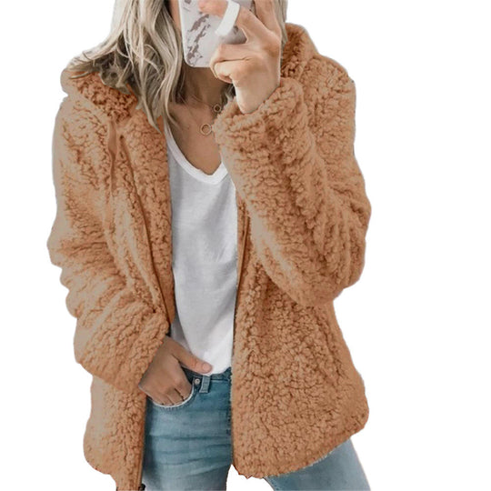 Kapuzenjacke Teddy Damen Für Winter | Flauschige Fleecejacke Mit Reißverschluss