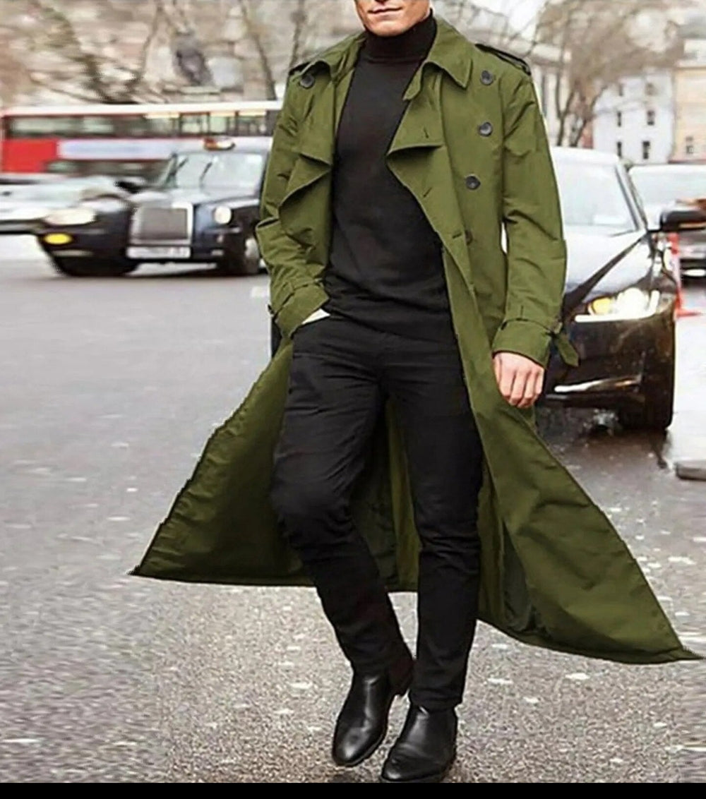 Langer Trenchcoat mit Knöpfen für Männer