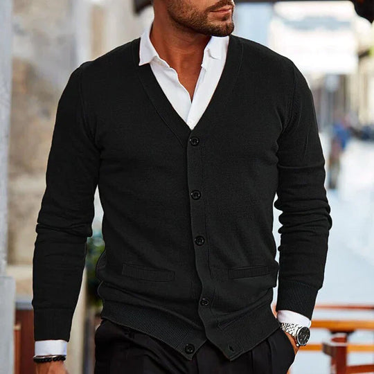 Herren Strickjacke Mit V-Ausschnitt | Knopfverschluss