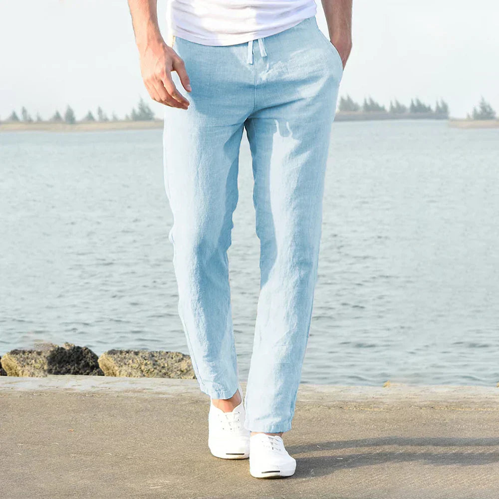 Leinen-Sommerhose mit Kordelzug für Herren
