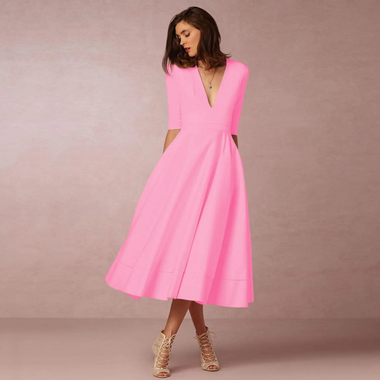 Damen Elegantes Midi Abendkleid | Glamourös für Hochzeiten