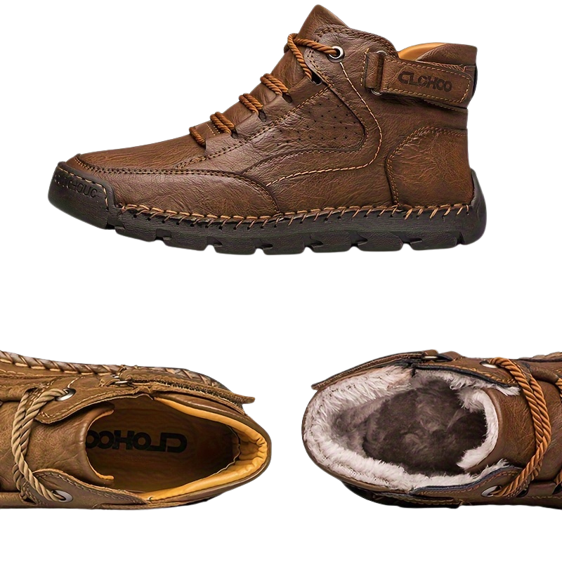 Herren Winterschuhe | Knöchelhohe Schnürstiefel mit Profilsohle