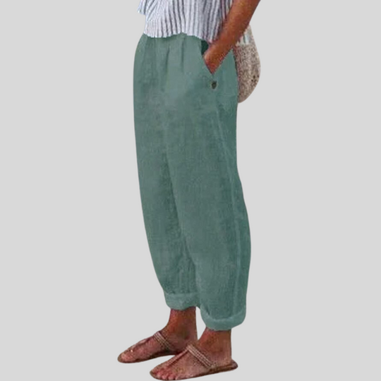 Umgeschlagenem Saum Leinenhose für Damen