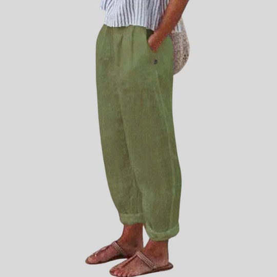 Umgeschlagenem Saum Leinenhose für Damen