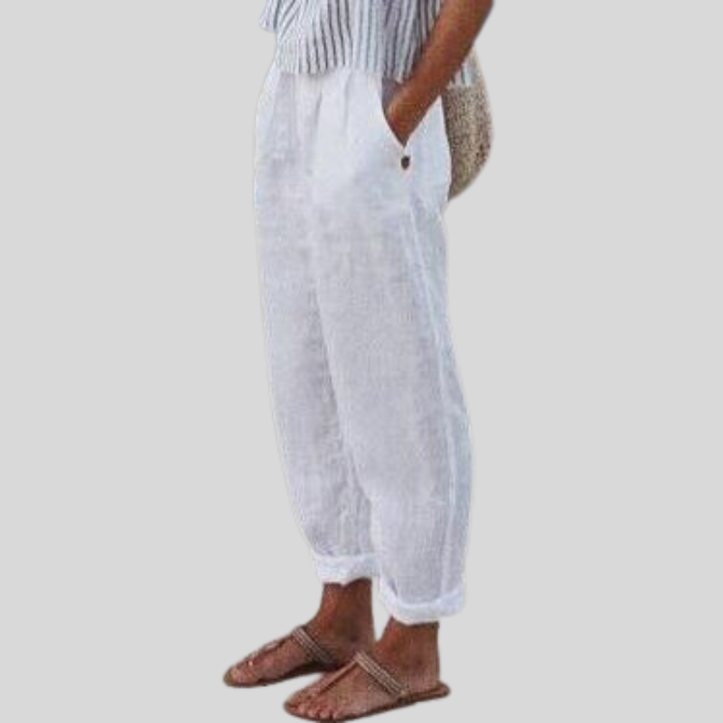 Umgeschlagenem Saum Leinenhose für Damen