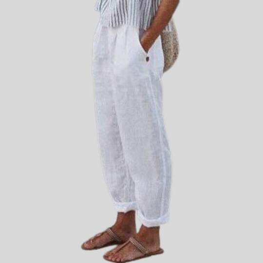Umgeschlagenem Saum Leinenhose für Damen