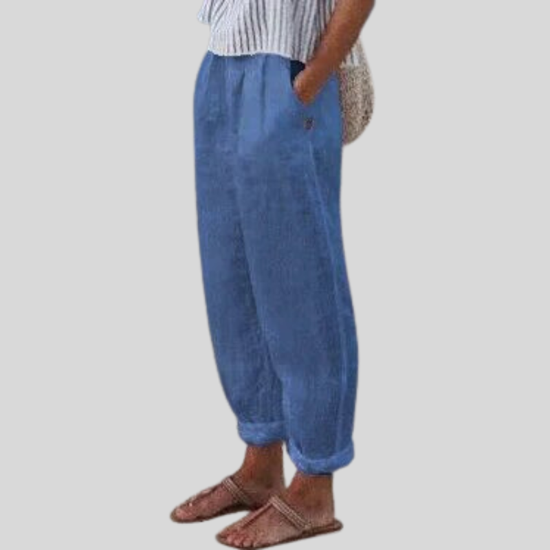 Umgeschlagenem Saum Leinenhose für Damen