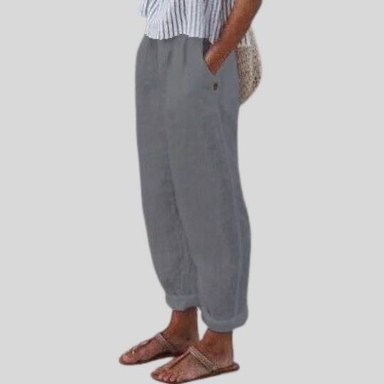 Umgeschlagenem Saum Leinenhose für Damen