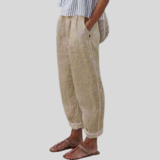 Umgeschlagenem Saum Leinenhose für Damen