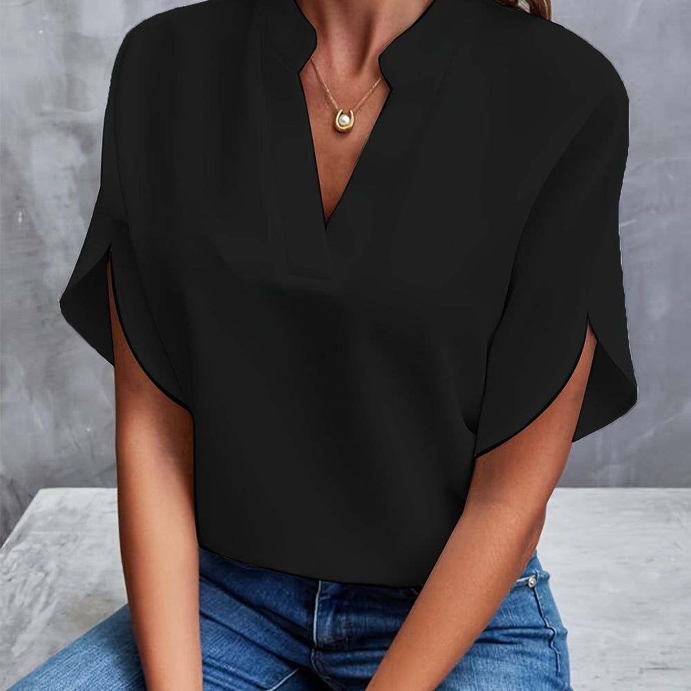 V-Ausschnitt-Bluse mit Schlitz für Damen