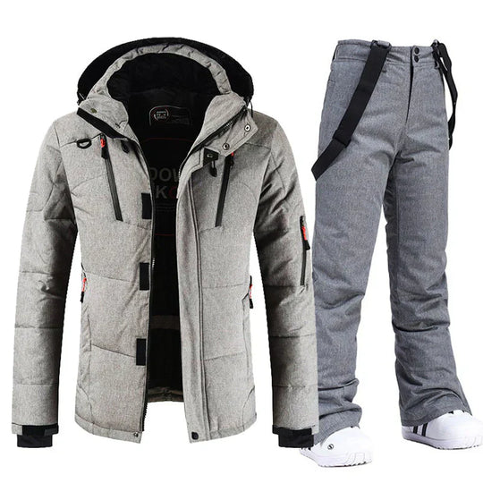 Herren Kapuzen Winterjacke Set | Skihose und Reißverschluss Jacke